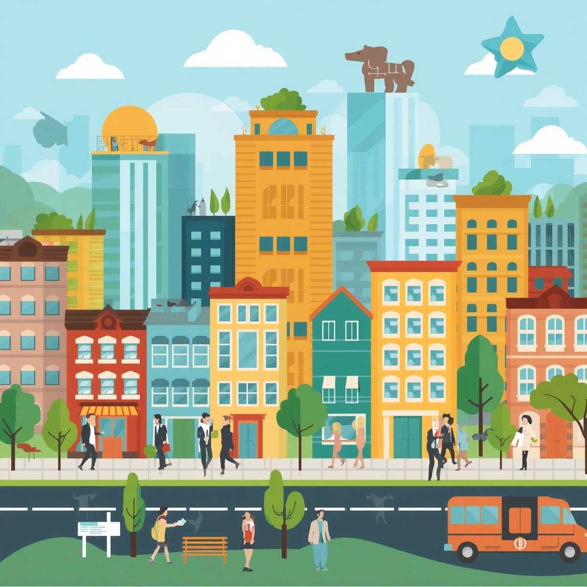 FlatNest community and apartment management illustration